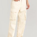 Adventure-Ready Cream Cargo Jeans